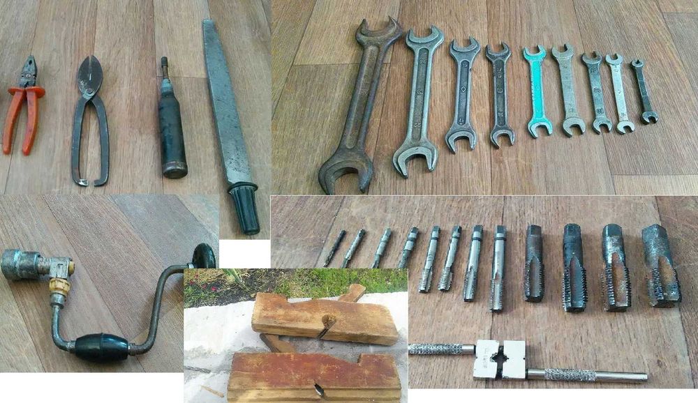 наборы ключей рожковых,рубанки,пасатижи,напильник