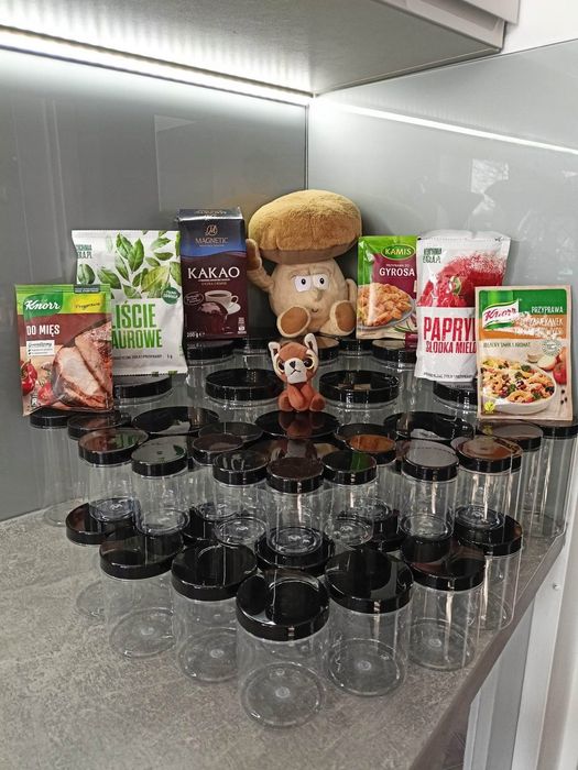 KOMPLET 12 słoików na produkty sypkie 1500ml transparentne