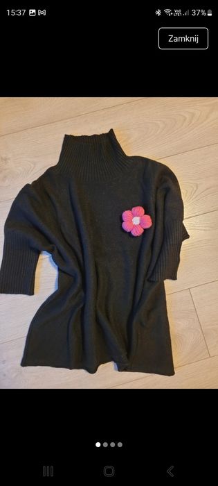 Sweter golf czarny krótki rękaw rozm. Uni