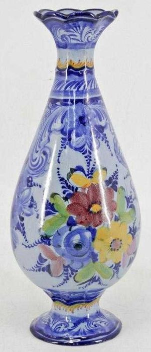 Grande Jarrão em Faiança de Alcobaça pintado à mão em azul e flores 45cm