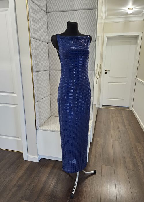 Sukienka maxi Asos M 38 zdobiona maxi odkryte plecy
