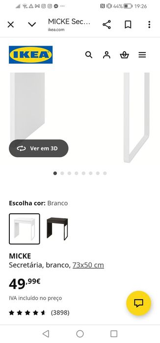 Secretária Ikea, branca, Micke