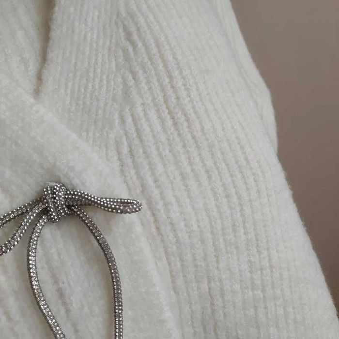 Sweter rozpinany kremowy S do M kardigan