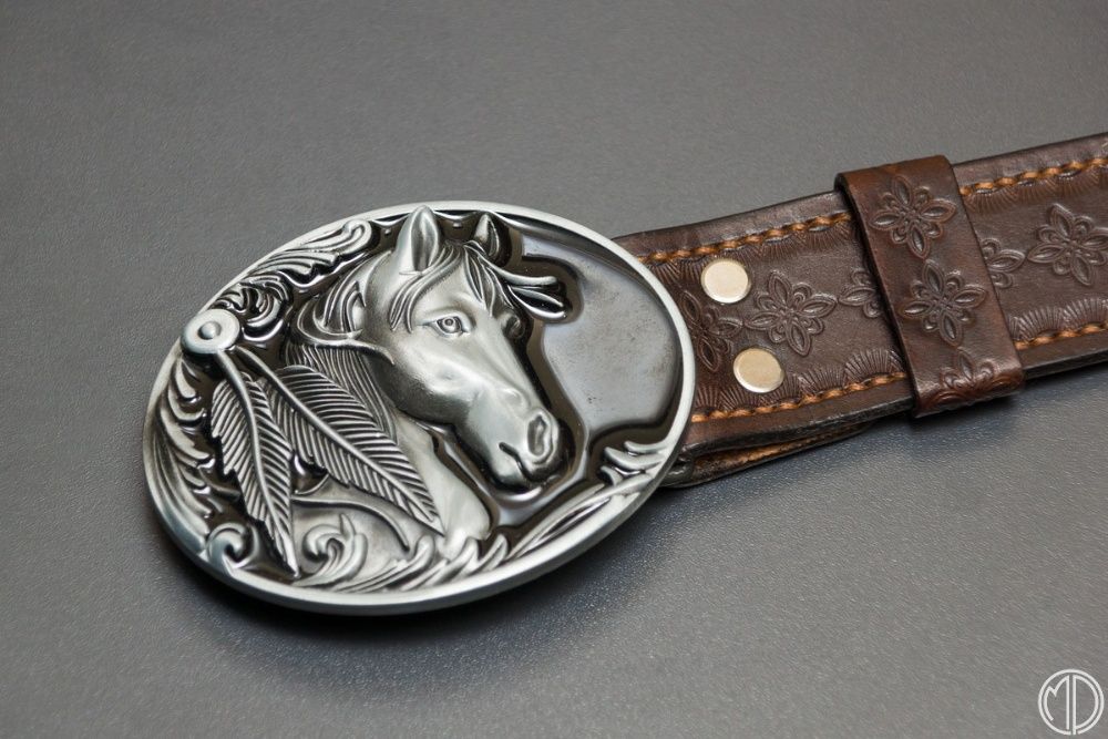 Pasek i bransoleta ze skóry bydlęcej - ręcznie robione - XXL