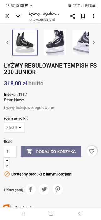 Łyżwy  regulowane Tempish FS 200