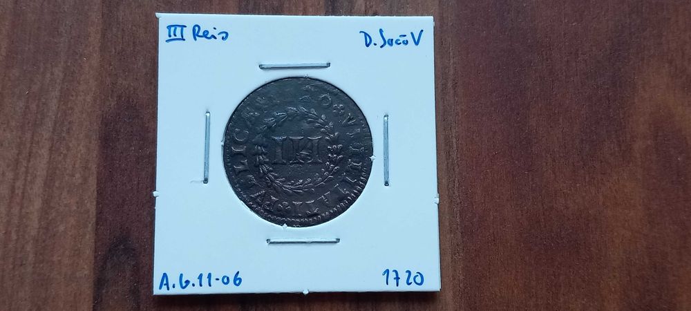 Moeda III Reis 1720 D. João V