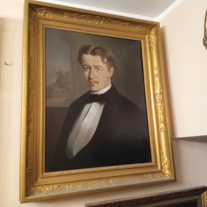 XIX w Bardzo Duży Portret Hrabiego Olej na Płótnie Śliczny !!!