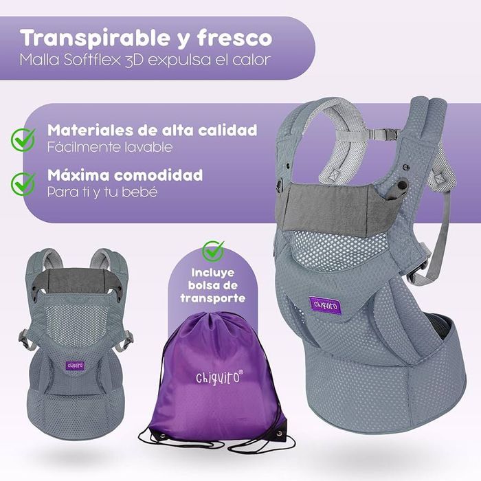 Ergonomiczne nosidełko Chiquito 3,2–15 kg – ciemnoszare