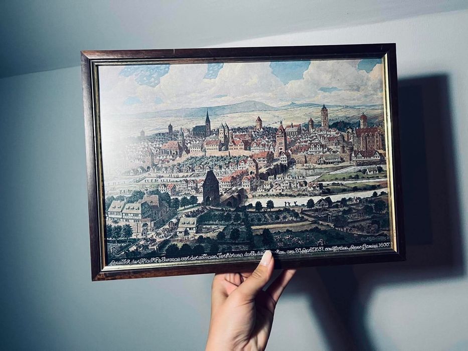 Piękny stary obraz antyk obrazek miasto