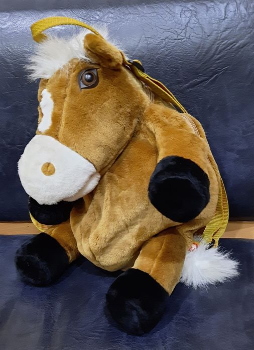 Большой детский меховой рюкзак 47 на 30.Лошадка. Лошадь. Конь. Коник