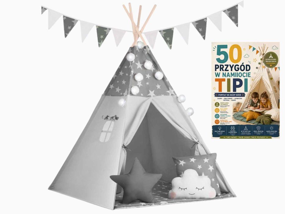 Namiot dla dzieci Tipi domek do domu DUŻY ZESTAW + EBOOK Nowe!!