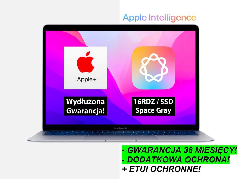 NOWY Apple MacBook Air 13 M1 16RDZ 128GB SSD Spce Gray | Apple AI |DODATKI | RATY 0% | GW-3LATA! CARE+ FV23%