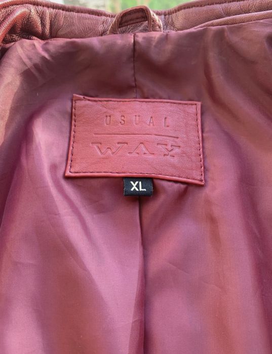 Casaco de pele vermelho Usual Way XL 100% couro genuino