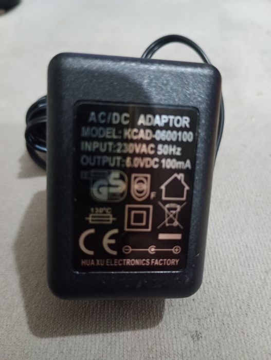 zasilacz adapter sieciowy 230VAC 50Hz - 6,0VDC 100mA, nowy