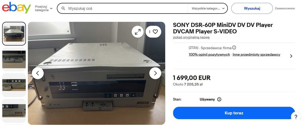 Cyfrowy Odtwarzacz Magnetowid DVCam Sony DSR-60P MiniDV DV Player Kaset ...