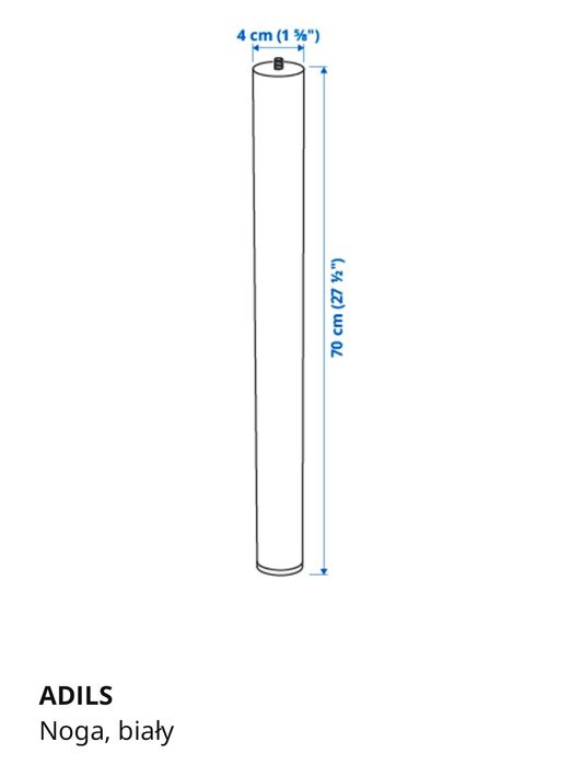 Nogi do Biurko/Stół Adils Ikea Biały