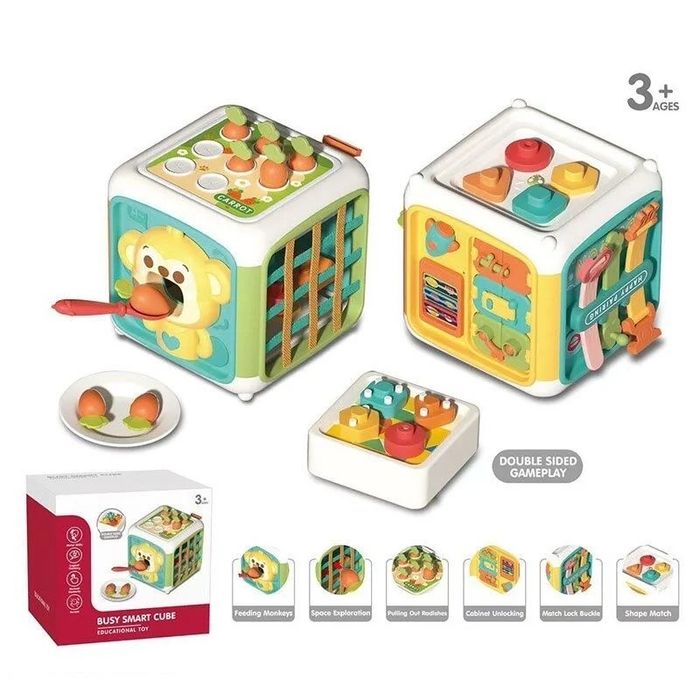 Розвивальний куб (рухомі елементи, морквини, еластичні решітки, сортер