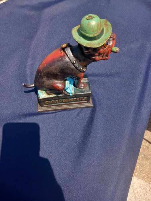 Ole Puffer Bull Dog, banco de moedas de ferro fundido, ano 1875