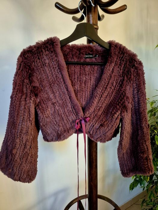 Bolerko  studniówka, bal, futro naturalne