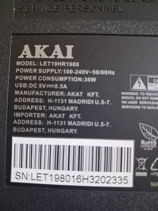 Tv .led Akai  19 "