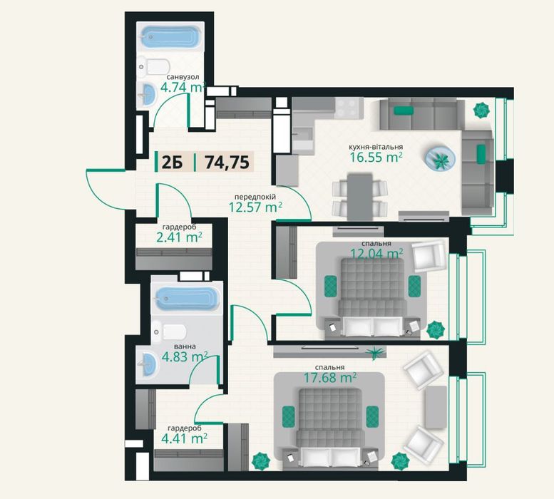 Продаж 2к з прямим видом на Дніпро в ЖК Edeldorf Hills! Торг!