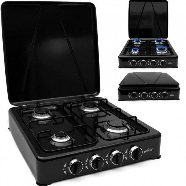 Плита газова настільна HOMELUX AOTE-6054 Gas Kochfeld Platte 4 Black