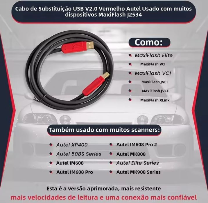 Cabo USB Original Autel 2.0 – Programação PassThru J2534