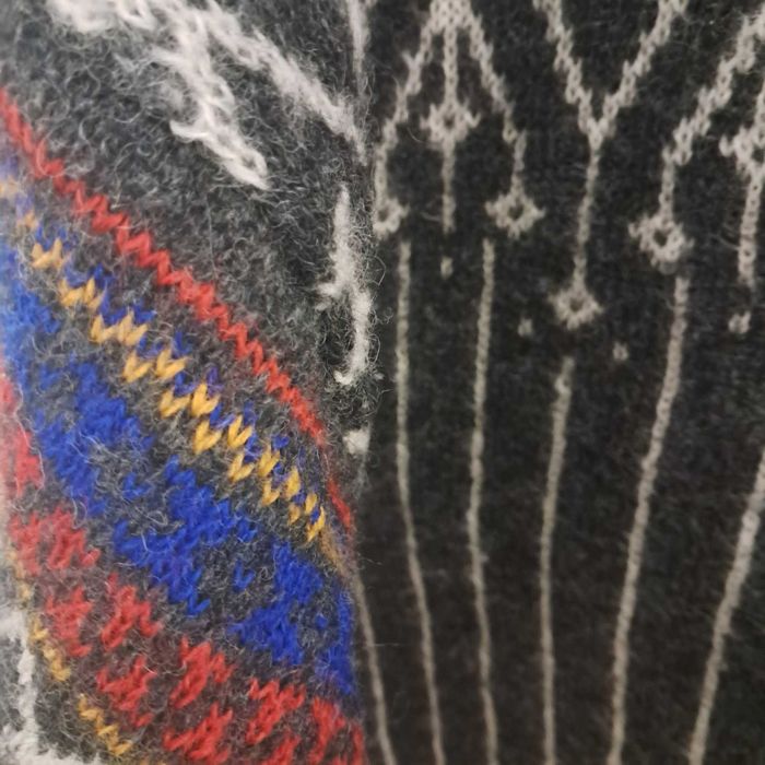 Piekny wełniany norweski vintage sweter 100% wełna unisex L