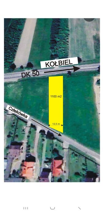 Sprzedam bezpośrednio działkę 1100 m2 w Człekówce gmina Kołbiel