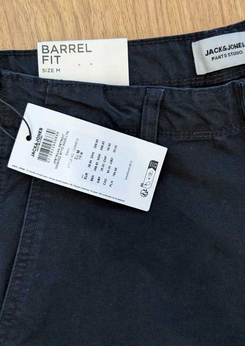 Jack & Jones barel fit ciemno granatowe spodnie cargo męskie M