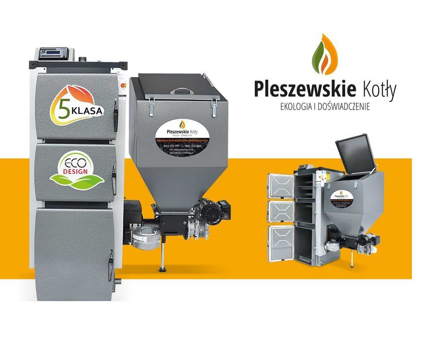 Ekologiczny Pleszewski Kocioł Piec C.O. z Podajnikiem na Ekogroszek 48kW 5 klasa Ekodesign, dostawa GRATIS, dotacja, montaż