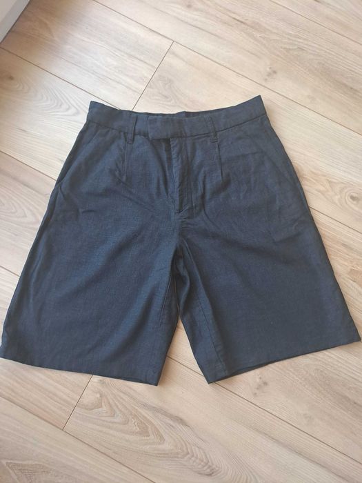 Bermudy H&M jak nowe, czarne, dobry skład: wiskoza i len