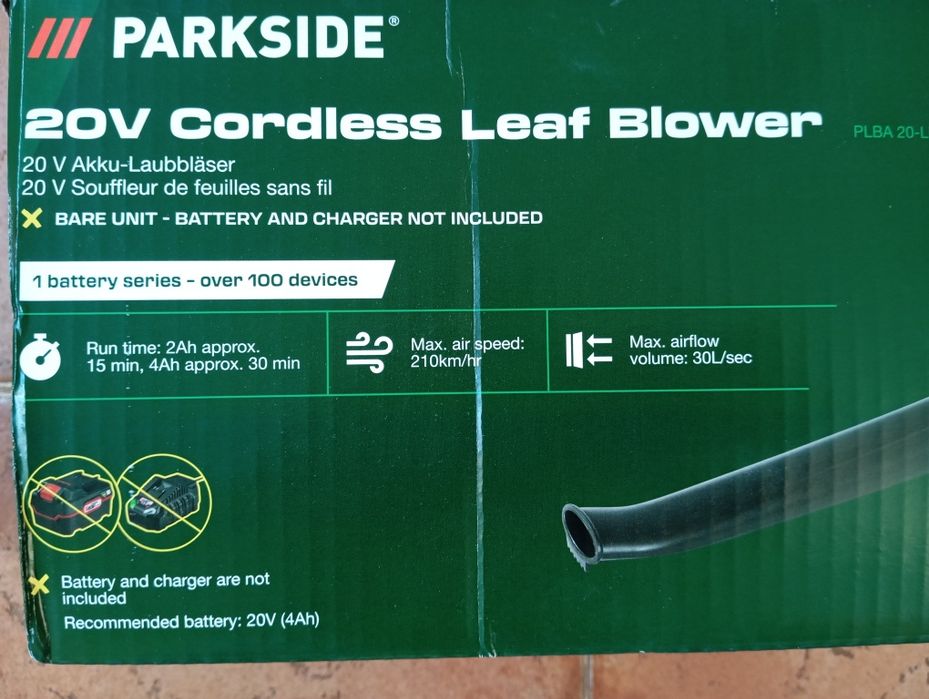 Soprador a bateria 20V Parkside