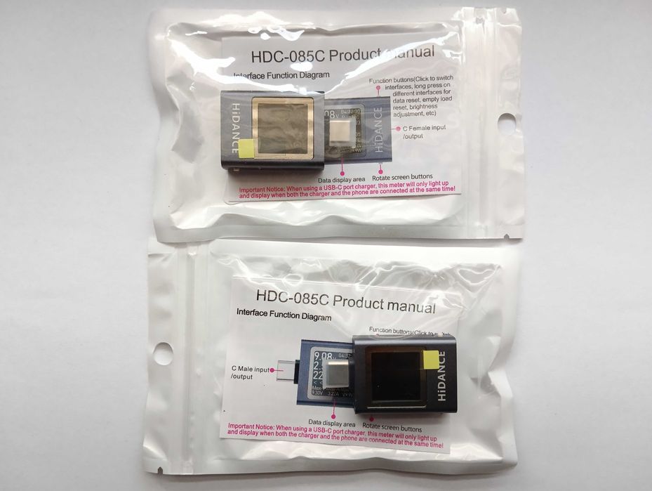 USB Type C тестер напруги, струму, ємності Hidance HDC-085C