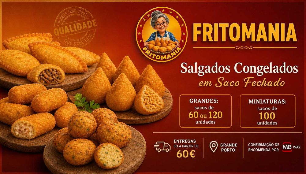 Salgados de qualidade, prontos a fritar, ideais para ter sempre no congelador.