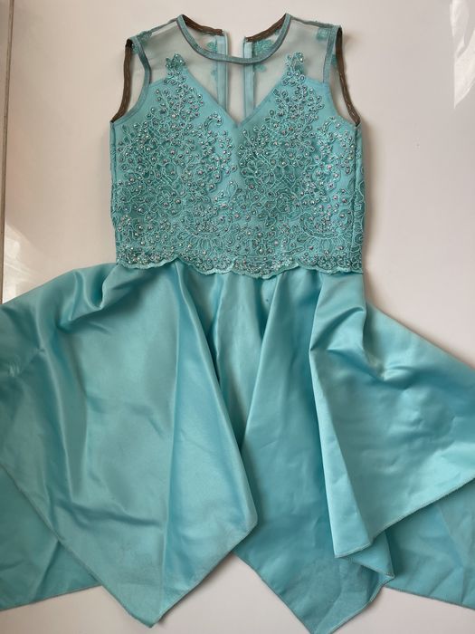 Танцевальный костюм для девочки платье контемп бирюза 110-135 снежинка