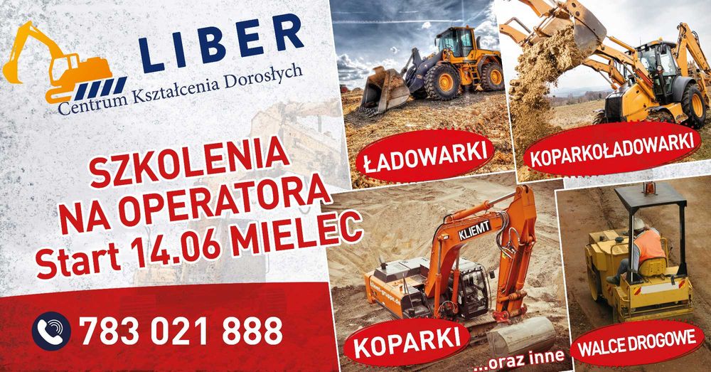 Kurs na operatorów koparki, koparko-ładowarki i ładowarki start 24.01