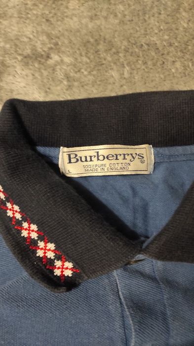 Поло Burberrys синє з контрастним коміром, розмір L