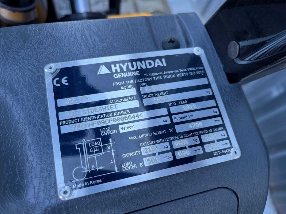 NOWY Wózek widłowy Hyundai 25L-7A TRIPLEX 4,7 M Przesuw 3/4 sekcja 2022 rok