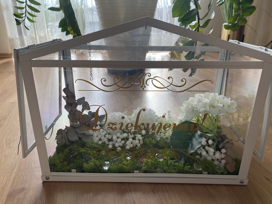 Szklarnia pudełko ozodbne na koperty ślub lub inne uroczystości