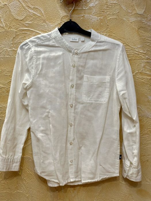 Льняная рубашка белая 7-8лет Blukids