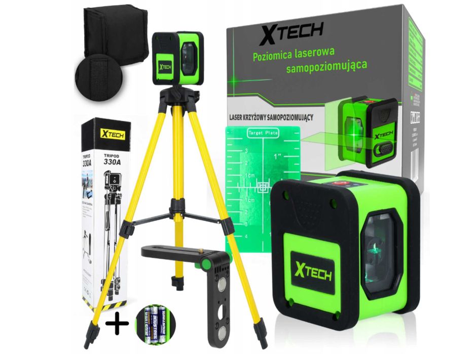 Poziomica Laserowa 4D Laser Krzyżowy 16 Linii Zielony Zestaw NOWA