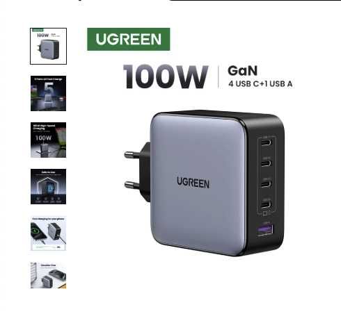 Зарядний пристрій UGREEN Nexode 100W GaN Fast Charger PD QC X563