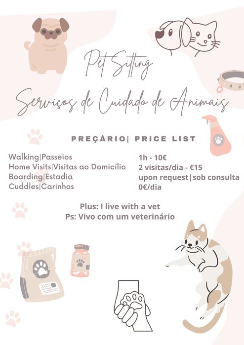 Pet sitting/ Serviço de Cuidado de Animais
