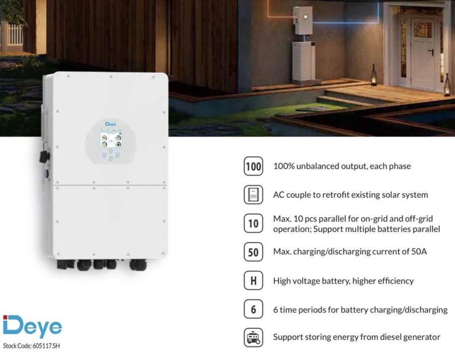 Inversor híbrido DEYE 15kW SG01HP3 trifásico de alta tensão