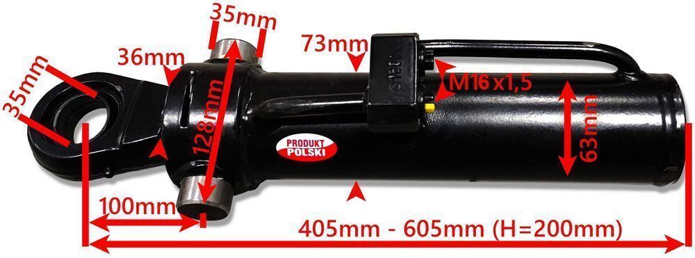 Polski Siłownik Hydrauliczny 63x36 SKOK 200 mm URSUSA [1825]