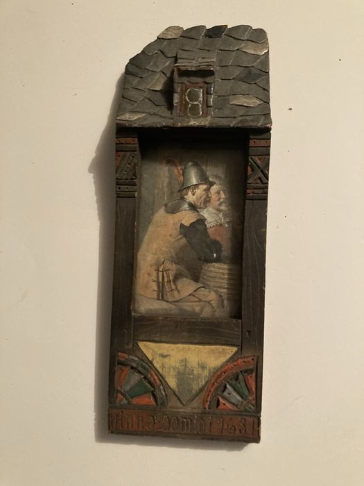 Drewniany Relief Ścienny Kapliczka Anno Domini 1631
