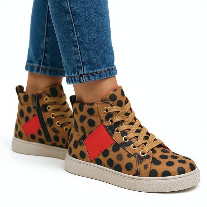 Buty sportowe dziecięce trampki w panterkę na zamek 6367 rozm. 34