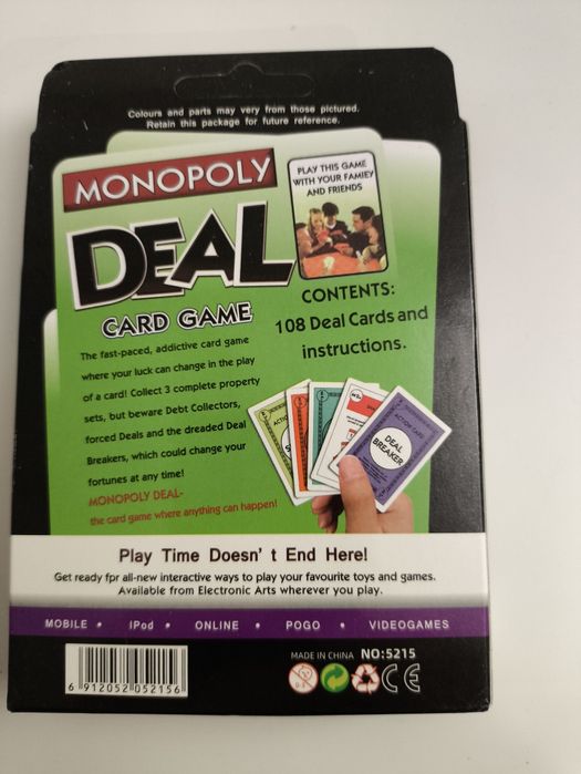 Jogo de cartas monopólio - Monopoly Deal