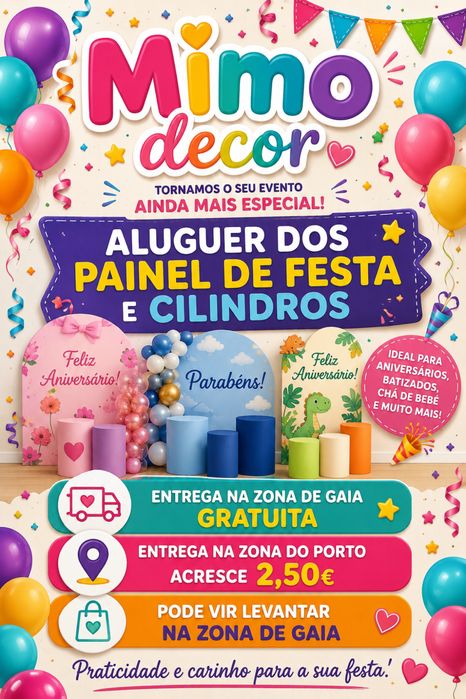 Aluguer cilindros de festa e Painel de festa